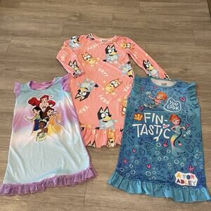 Girls Pajamas Dress Nightgown Lot Of 3 Size 8 Sleepwear